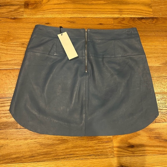 Slate Blue Genuine  Leather Skirt - Picture 2 of 6